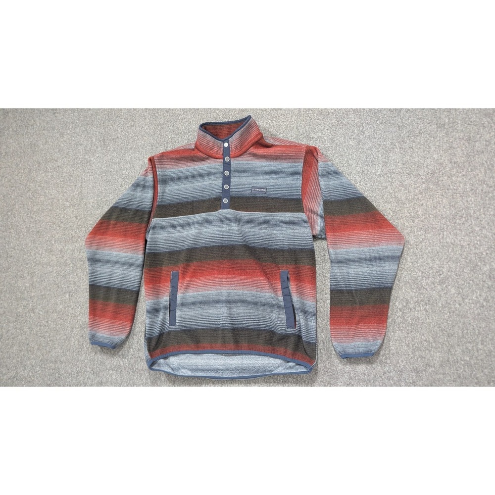 CINCH Pullover Jacket Mens Large Striped Southwestern Cowboy Neutral Snap Fleece